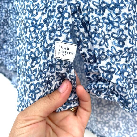 Frank & Eileen Modal Flower Floral Blue Eileen Button Down Shirt Top Small - Picture 8 of 8